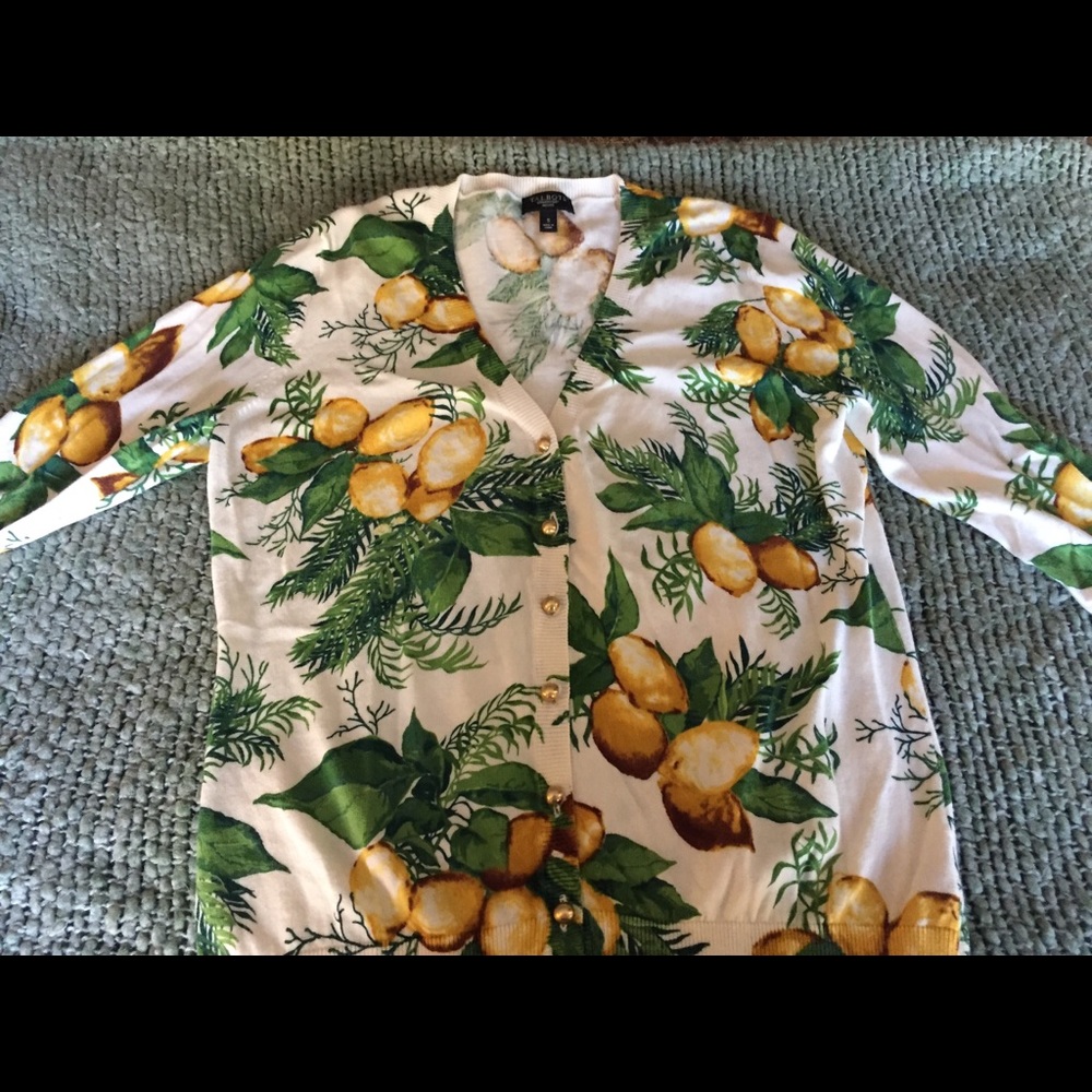 Talbots Lemon Pattern Cardigan